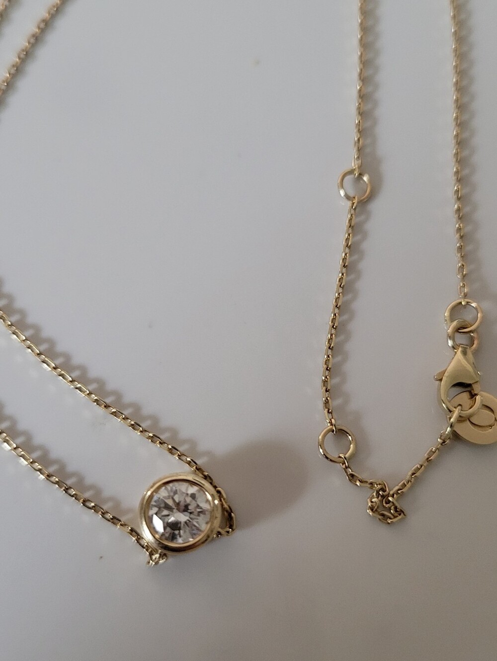 14k Gold Solitaire Lab Grown Diamond Necklace - Picture 4 of 10
